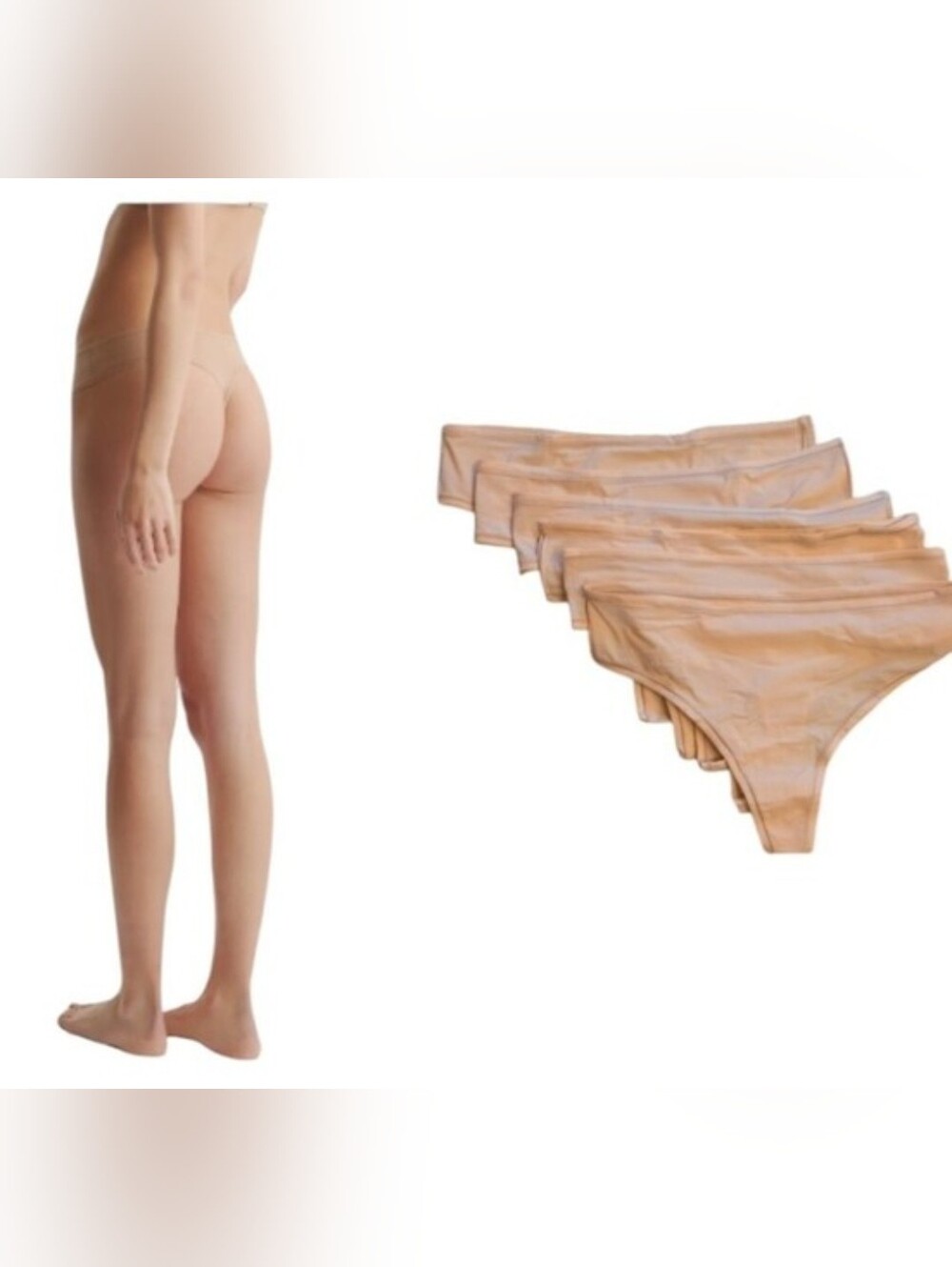 Quince Second Skin Seamless Nude Thong Panties - 6 Pack Size L
